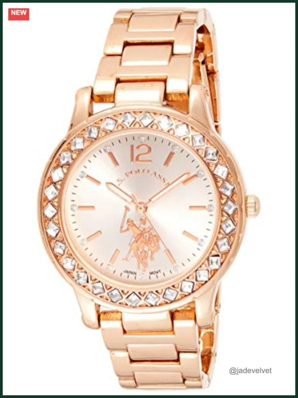 Women's Rose Gold-Tone Watch Crystal Bezel Quartz